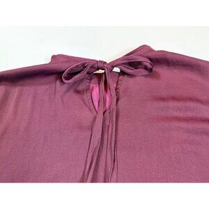 Ann Taylor Loft Outlet Maroon Open Back Tie Sleeveless Blouse L (GG227)